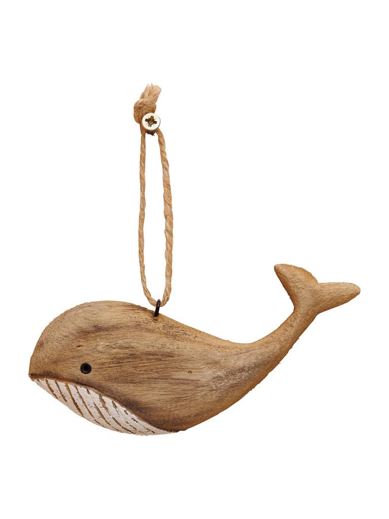 Small hanging whale in natural wood - 2