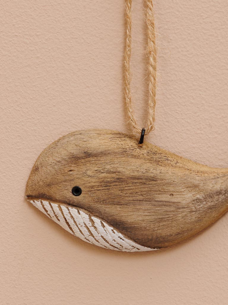 Small hanging whale in natural wood - 4