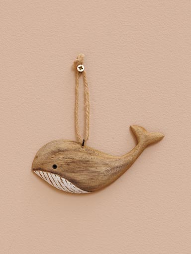 Petite suspension baleine bois naturel