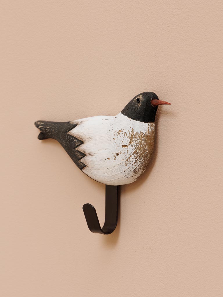 Crochet oiseau en bois noir & blanc - 3