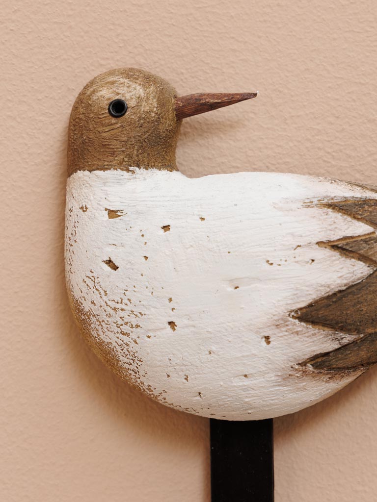Crochet oiseau blanc en bois naturel - 4