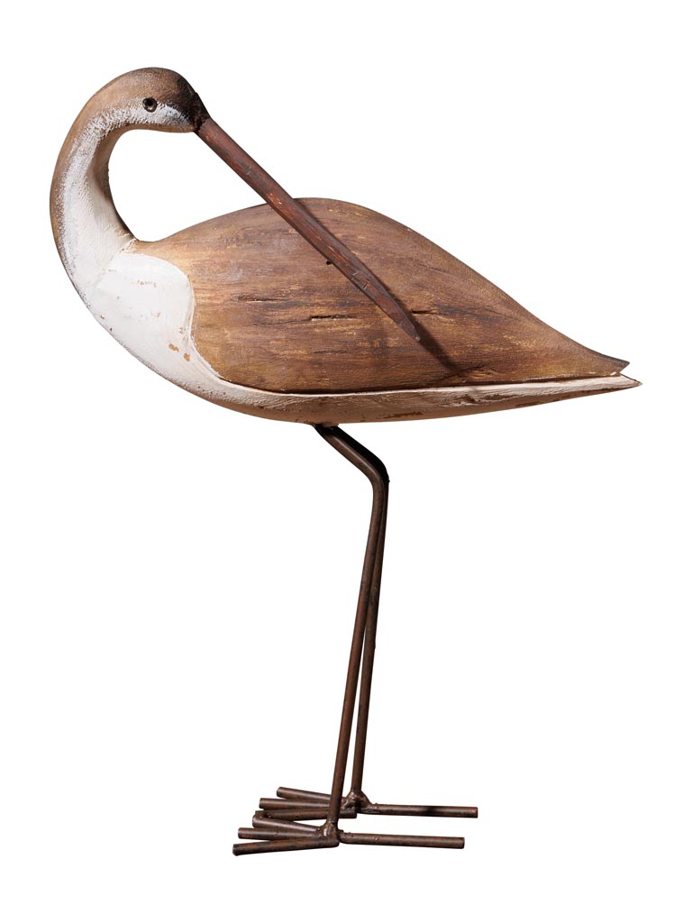 Bird on stand wood & iron - 2