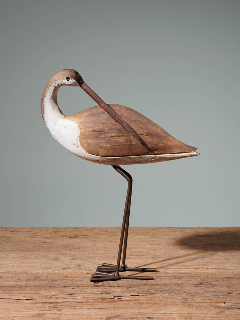Bird on stand wood & iron - 1