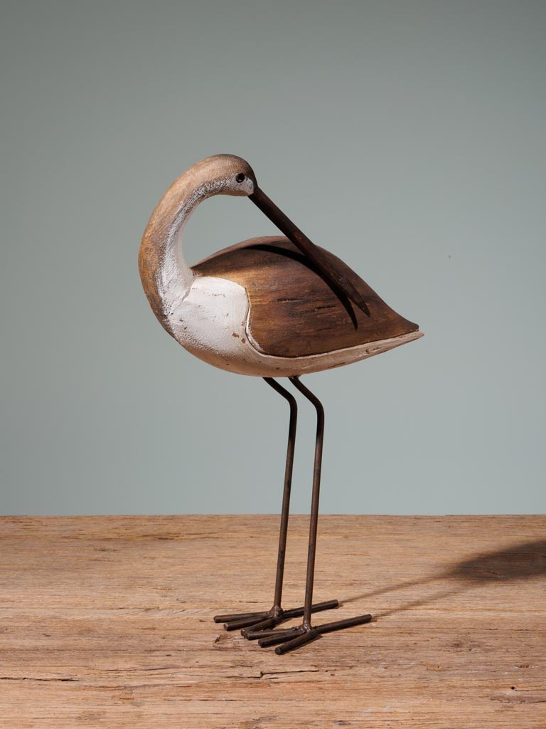 Bird on stand wood & iron - 5