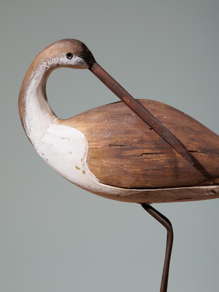 Bird on stand wood & iron - 4