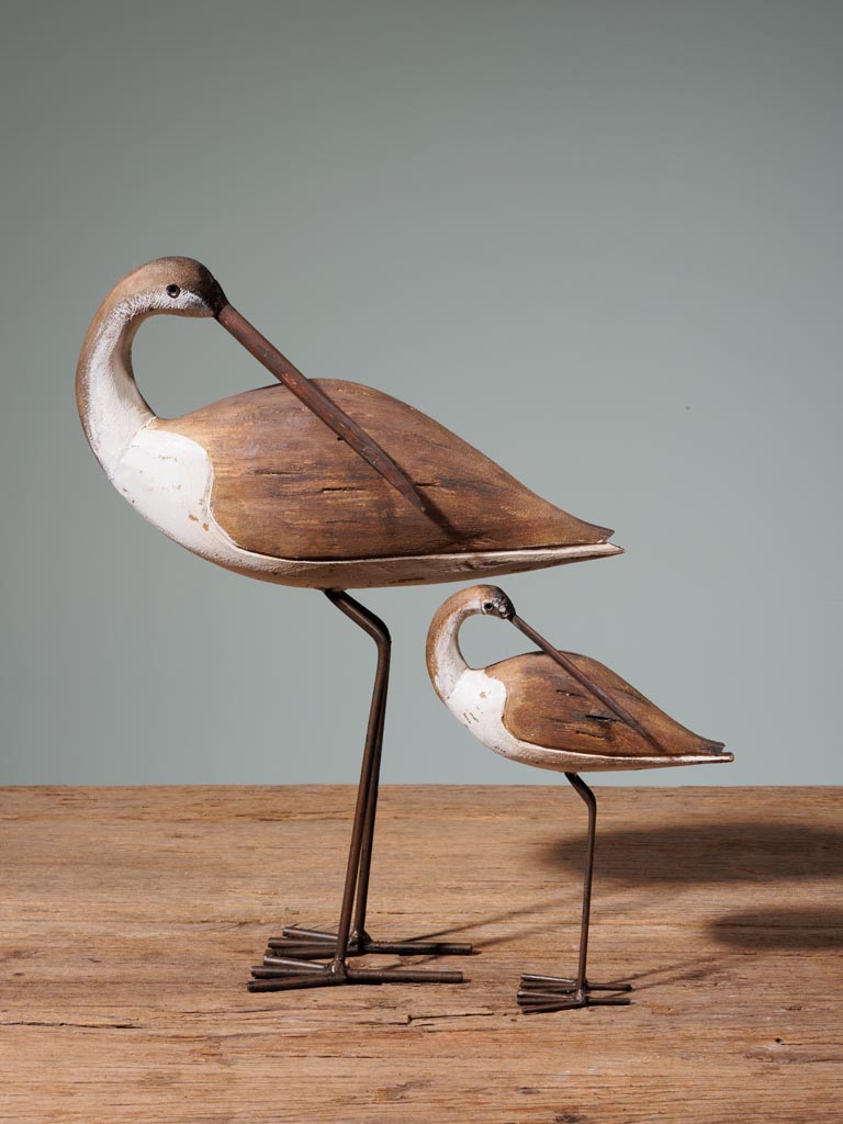 Small bird on stand wood & iron - 4