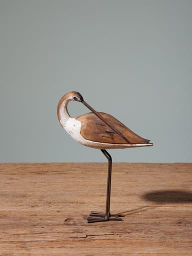 Small bird on stand wood & iron