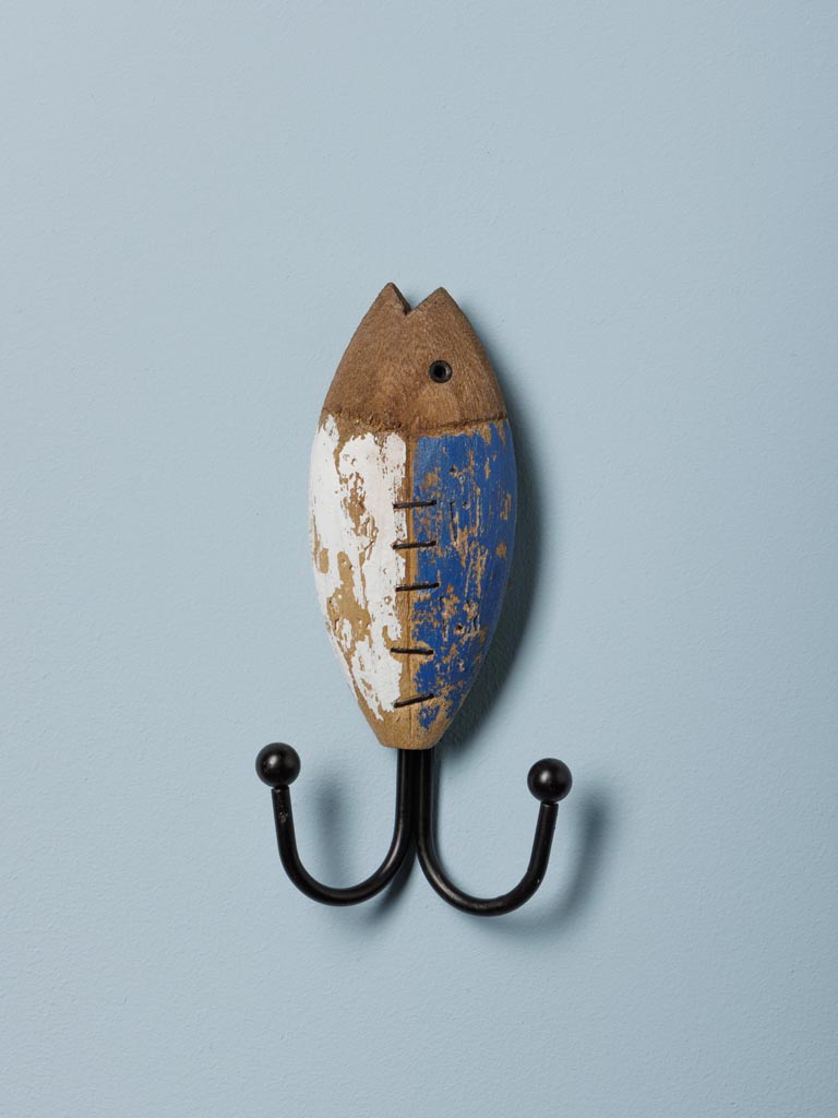 Double hook blue & white fish - 1
