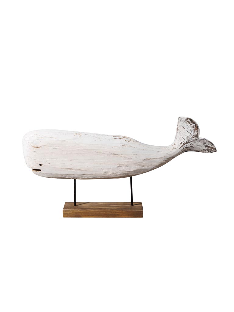 Large white whale on wooden stand - 2