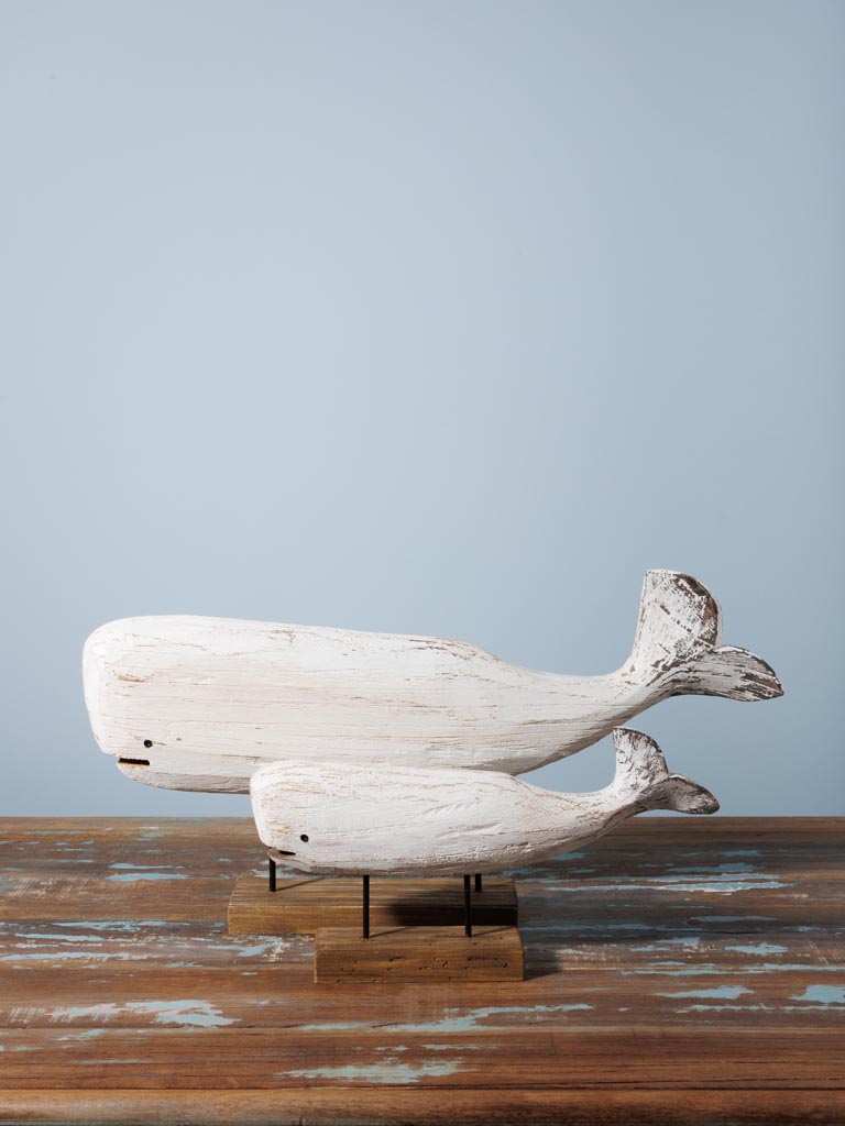 Large white whale on wooden stand - 5