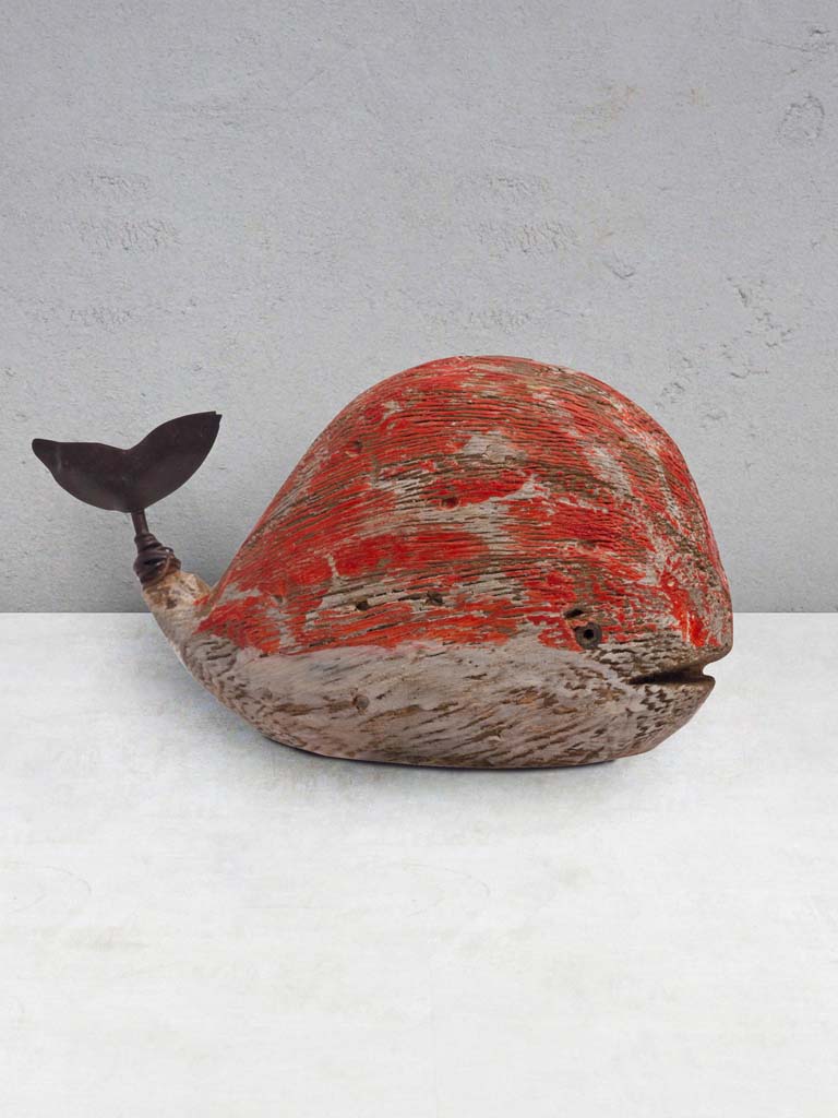 Wooden deco red whale - 1