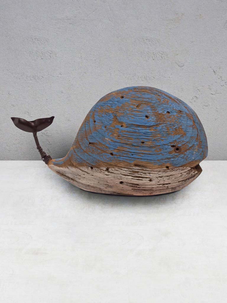 Déco baleine en bois bleue - 1