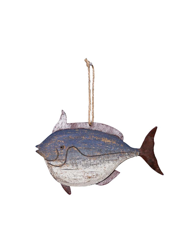 Hanging blue fish with metal fins - 2
