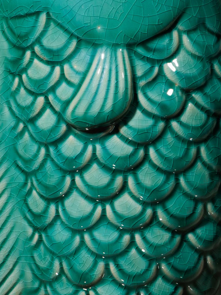 Green stoneware fish vase - 3