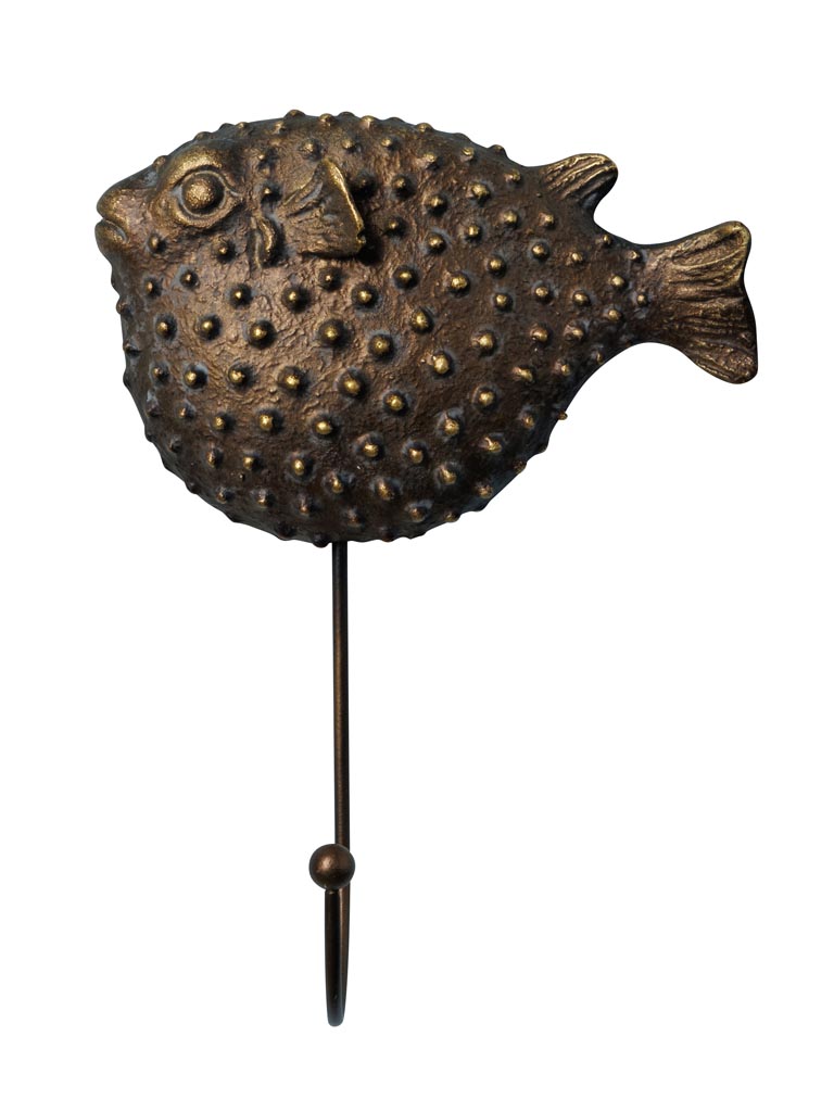 Antique gold puffer fish hook - 2