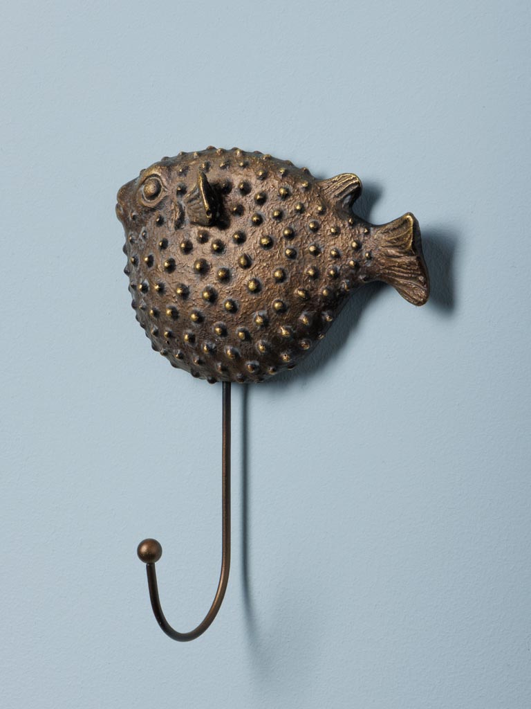 Antique gold puffer fish hook - 3