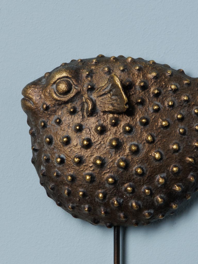 Antique gold puffer fish hook - 4