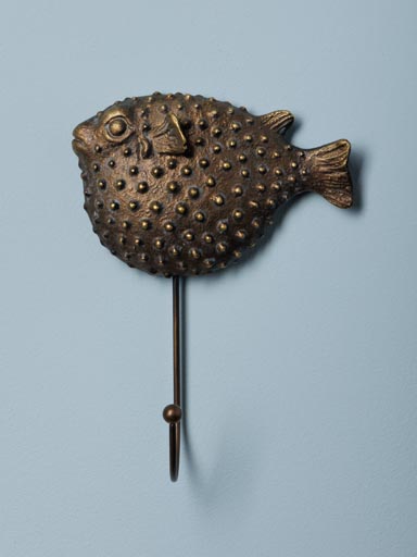 Antique gold puffer fish hook