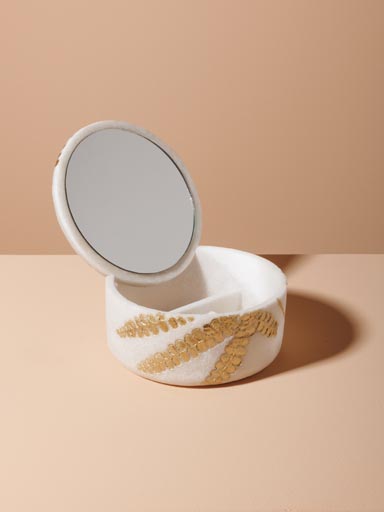 Small box golden ferns with mirror