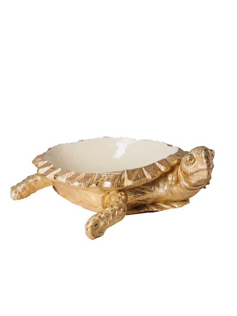 Large golden turtle with creamy bowl - 2