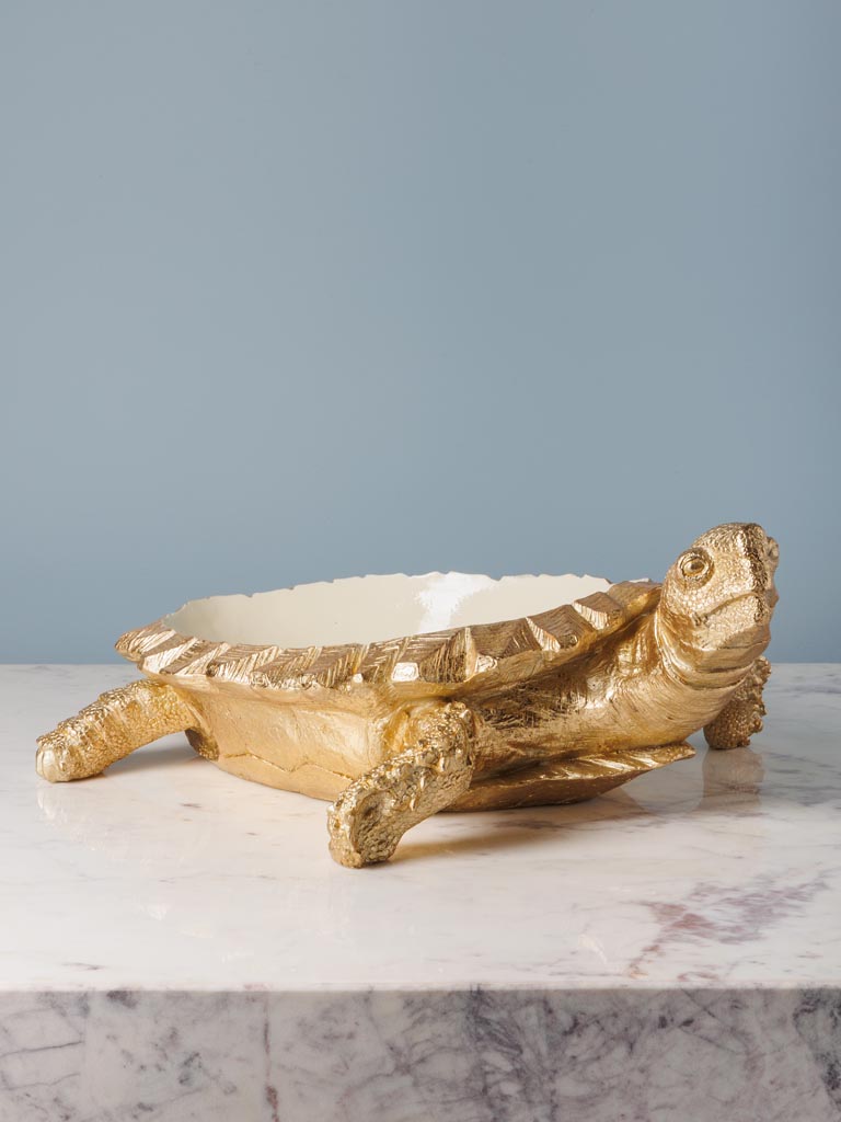 Large golden turtle with creamy bowl - 3