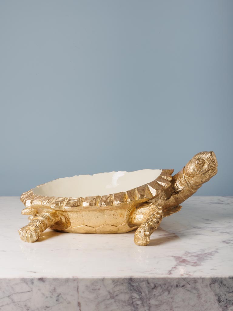 Large golden turtle with creamy bowl - 5