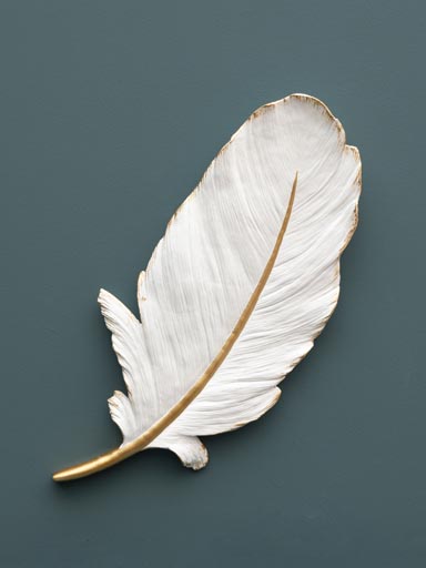 Wall deco white & gold feather