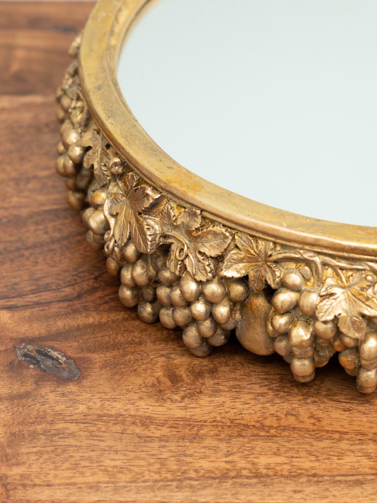 Mirror tray with golden grapes - 3