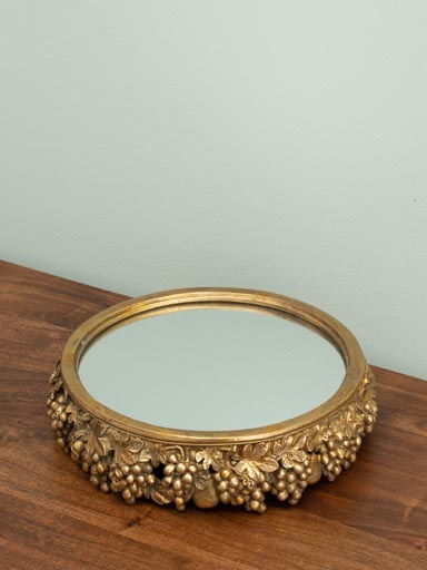 Mirror tray with golden grapes