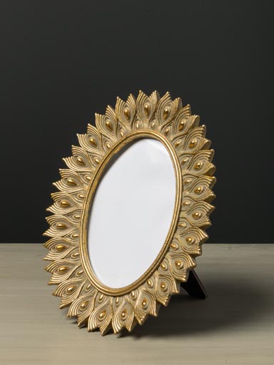 Oval photo frame peacock feathers (15x10)