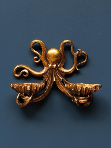 Octopus wall decor with 2 shells trinket trays