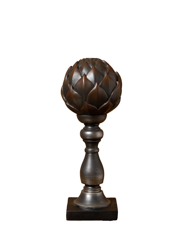 Black patina artichoke candlestick - 2