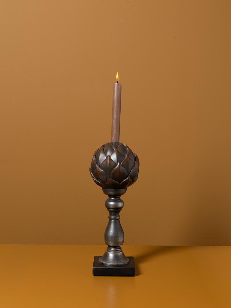 Black patina artichoke candlestick - 1