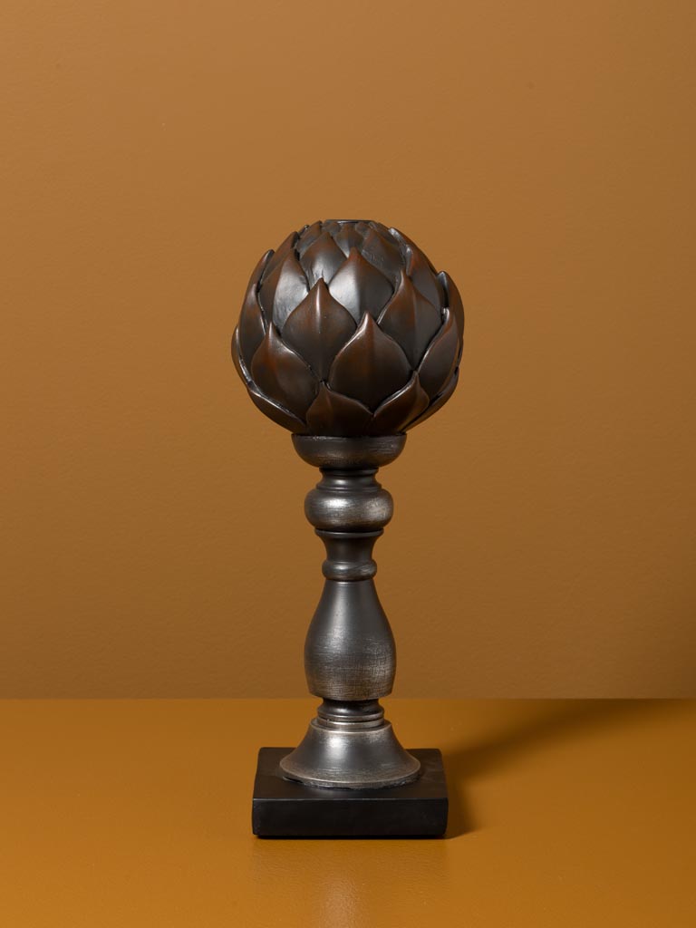 Black patina artichoke candlestick - 3