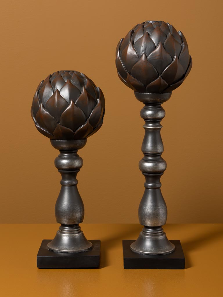 Black patina artichoke candlestick - 4