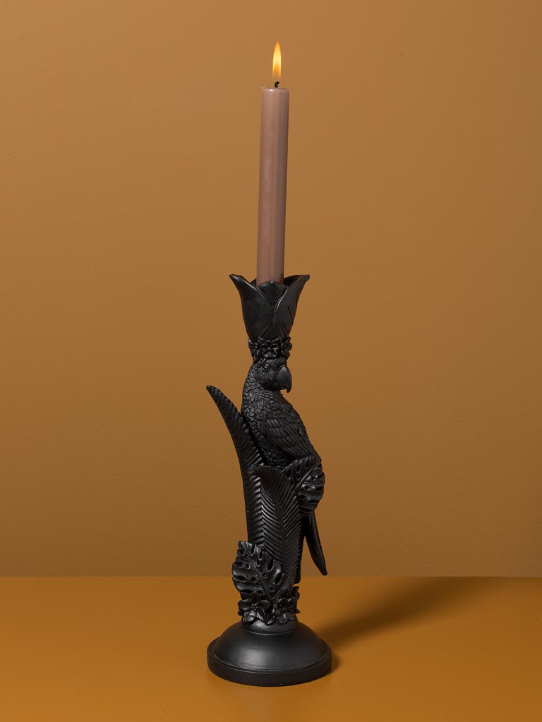 Black parrot and leaves candle stick - 1