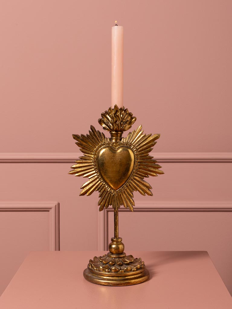 Golden Ex-voto heart candlestick - 1