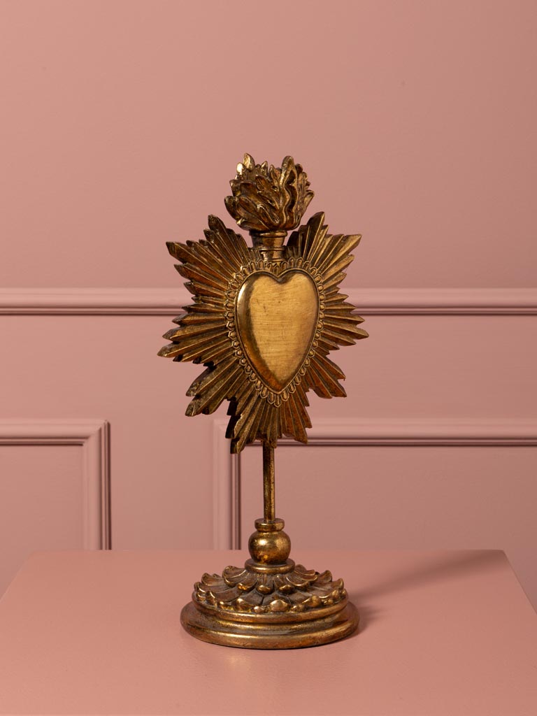 Golden Ex-voto heart candlestick - 5