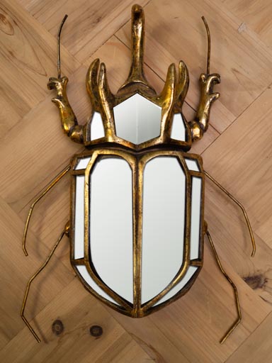 Mirrored rhinoceros beetle wall deco