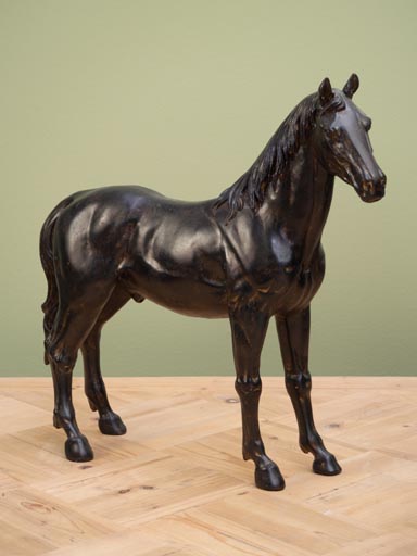 Black resin horse