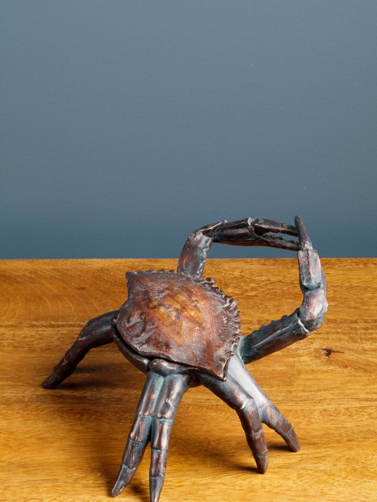 Crab box dark patina in resin - 4