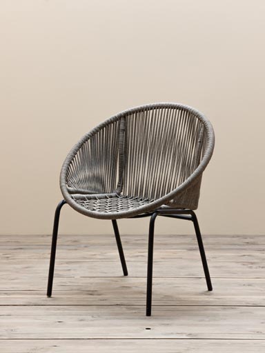 Round outdoor chair grey rope Laria