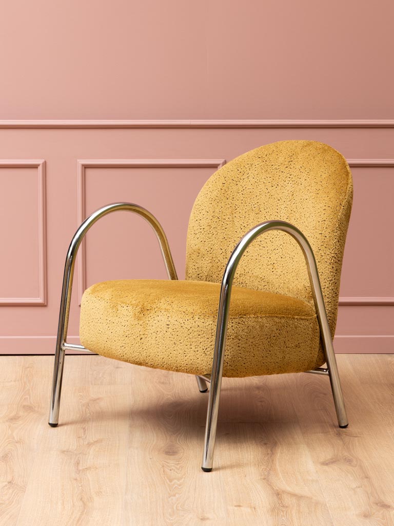 Mustard and chrome armchair Cardia - 1