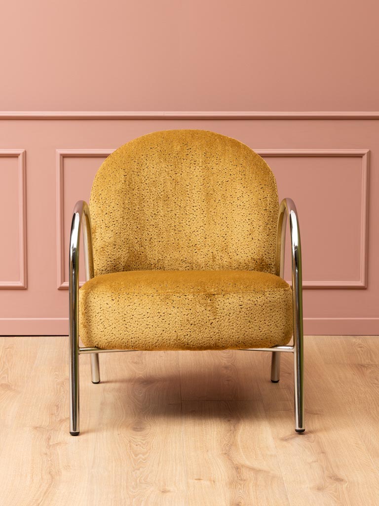Mustard and chrome armchair Cardia - 3