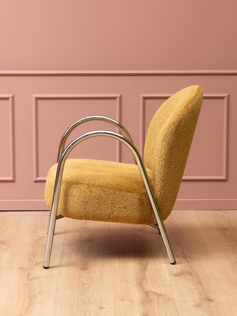 Mustard and chrome armchair Cardia - 5