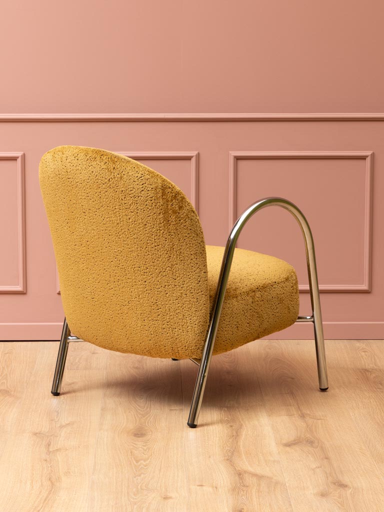 Mustard and chrome armchair Cardia - 4