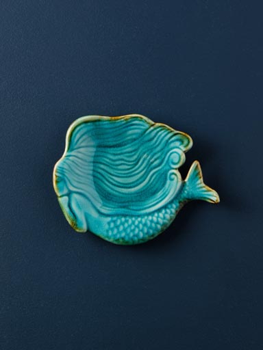 Small aqua blue mermaid dish