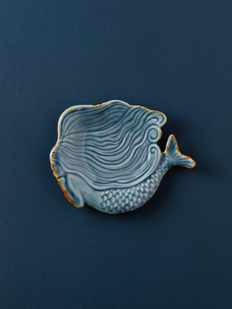 Small dark blue mermaid dish - 1