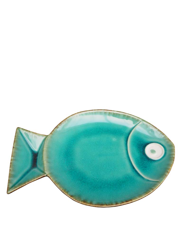 Plat rond poisson bleu aqua - 2
