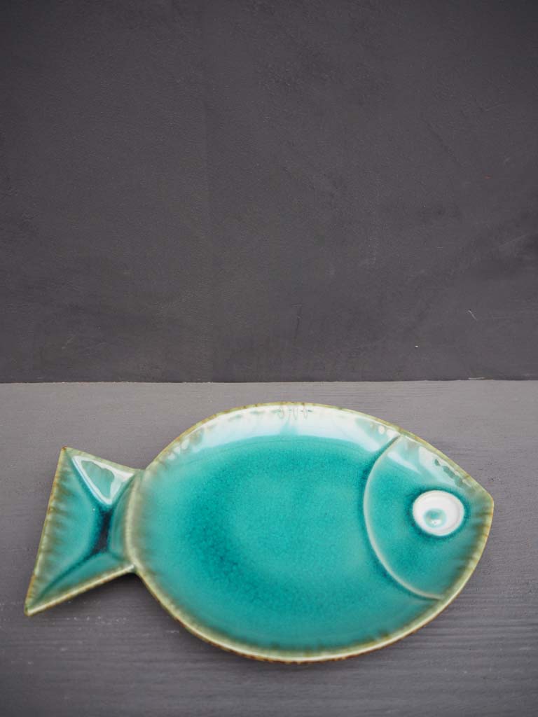 Petit plat rond poisson bleu aqua - 1